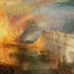 A painting by JMW Turner of the Houses of Parliament on fire.